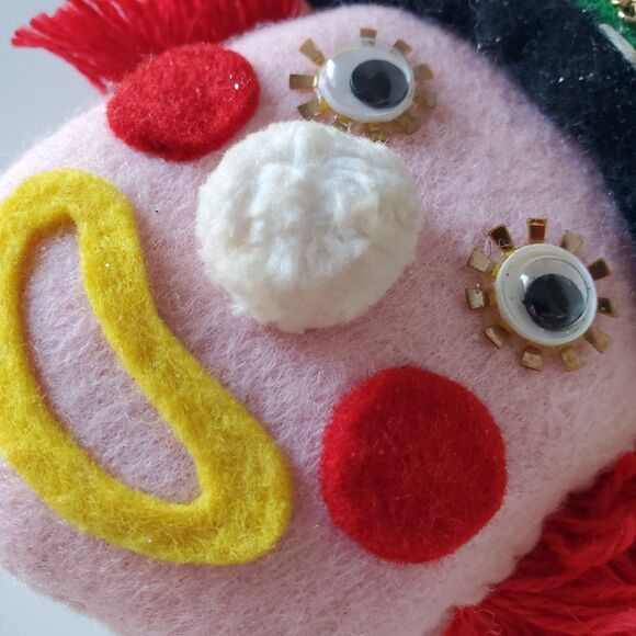 Vintage Handmade Felt Clown Ornament Whimsical Design GUC - Picture 8 of 12